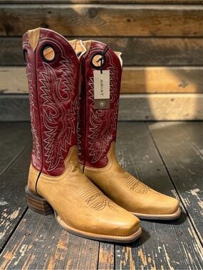 Ariat Men's Ringer Polo Tan Square Toe Cowboy Boots 11 EE